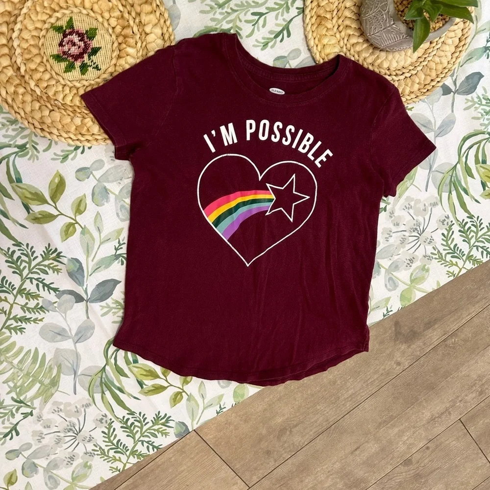 Old Navy Girl’s Positive Graphic T-Shirt I'm Possible' Cotton Size Large
